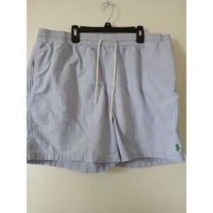 Polo Ralph Lauren Men's Size XXL Swim Shorts Swimsuit Green pony Seersucker Blue